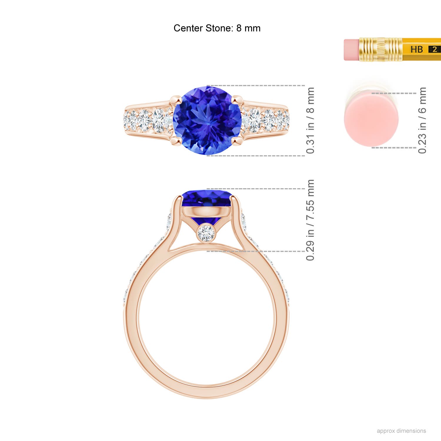 AAA - Tanzanite / 2.5 CT / 14 KT Rose Gold