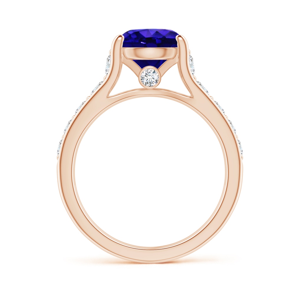 8mm AAAA Round Tanzanite Tapered Shank Solitaire Engagement Ring in Rose Gold - side 1