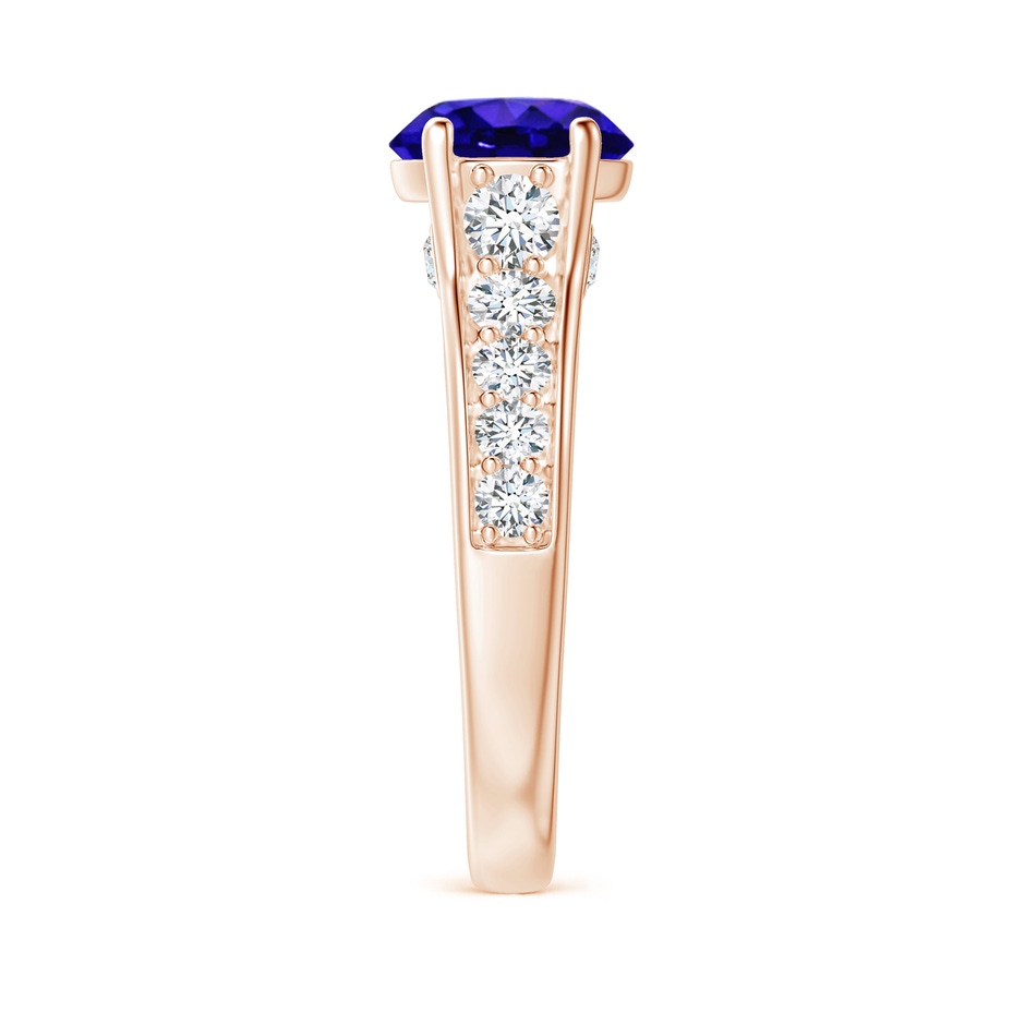 8mm AAAA Round Tanzanite Tapered Shank Solitaire Engagement Ring in Rose Gold side 2