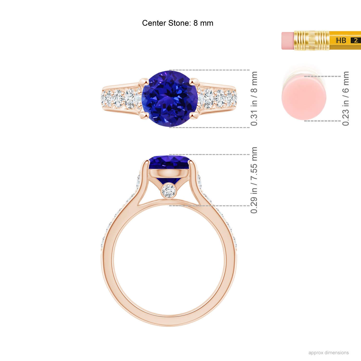 AAAA - Tanzanite / 2.5 CT / 14 KT Rose Gold