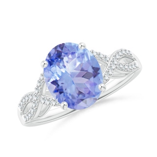 10x8mm A Oval Tanzanite Infinity Shank Engagement Ring with Diamonds in P950 Platinum