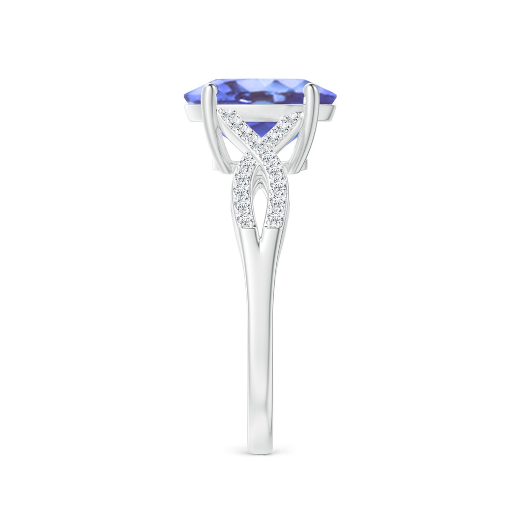 10x8mm A Oval Tanzanite Infinity Shank Engagement Ring with Diamonds in P950 Platinum Side 2