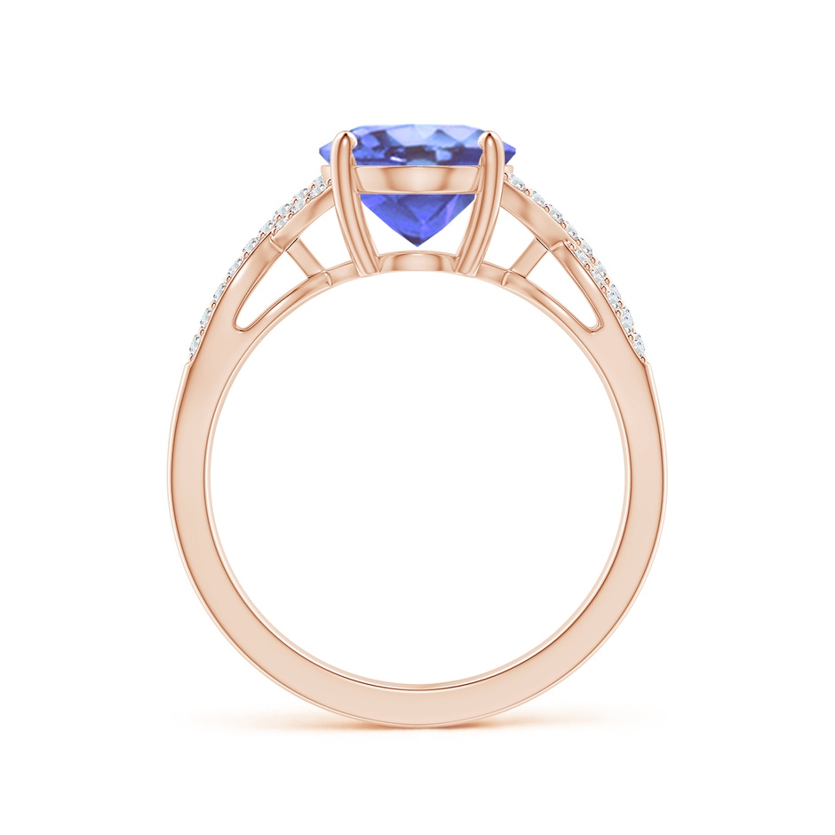 10x8mm A Oval Tanzanite Infinity Shank Engagement Ring with Diamonds in Rose Gold side 1