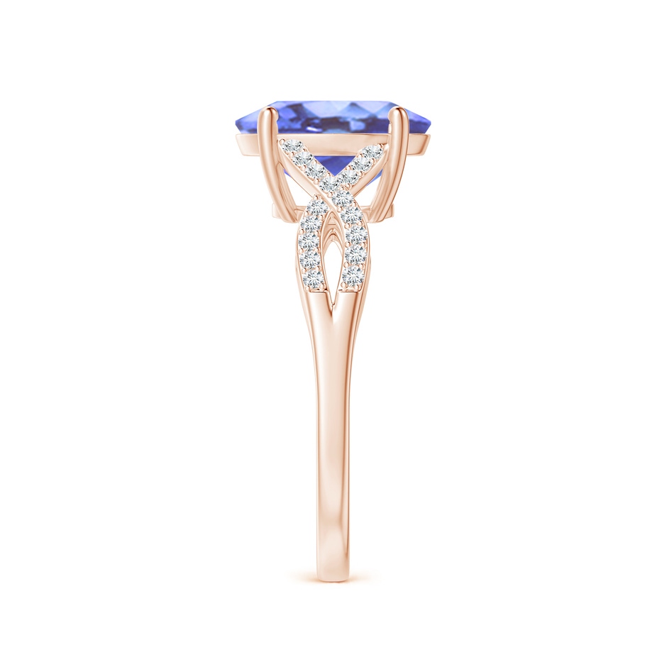 10x8mm A Oval Tanzanite Infinity Shank Engagement Ring with Diamonds in Rose Gold side 2