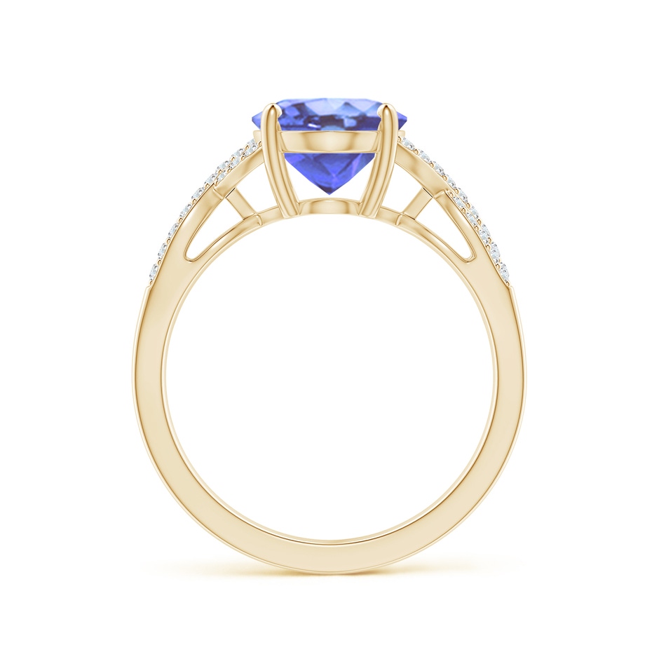 10x8mm A Oval Tanzanite Infinity Shank Engagement Ring with Diamonds in Yellow Gold side 1