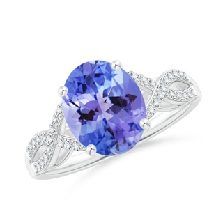 10x8mm AA Oval Tanzanite Infinity Shank Engagement Ring with Diamonds in P950 Platinum