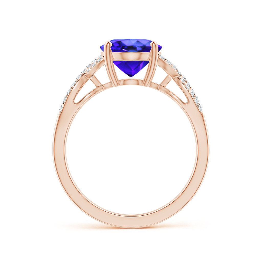 10x8mm AAA Oval Tanzanite Infinity Shank Engagement Ring with Diamonds in Rose Gold Side 1