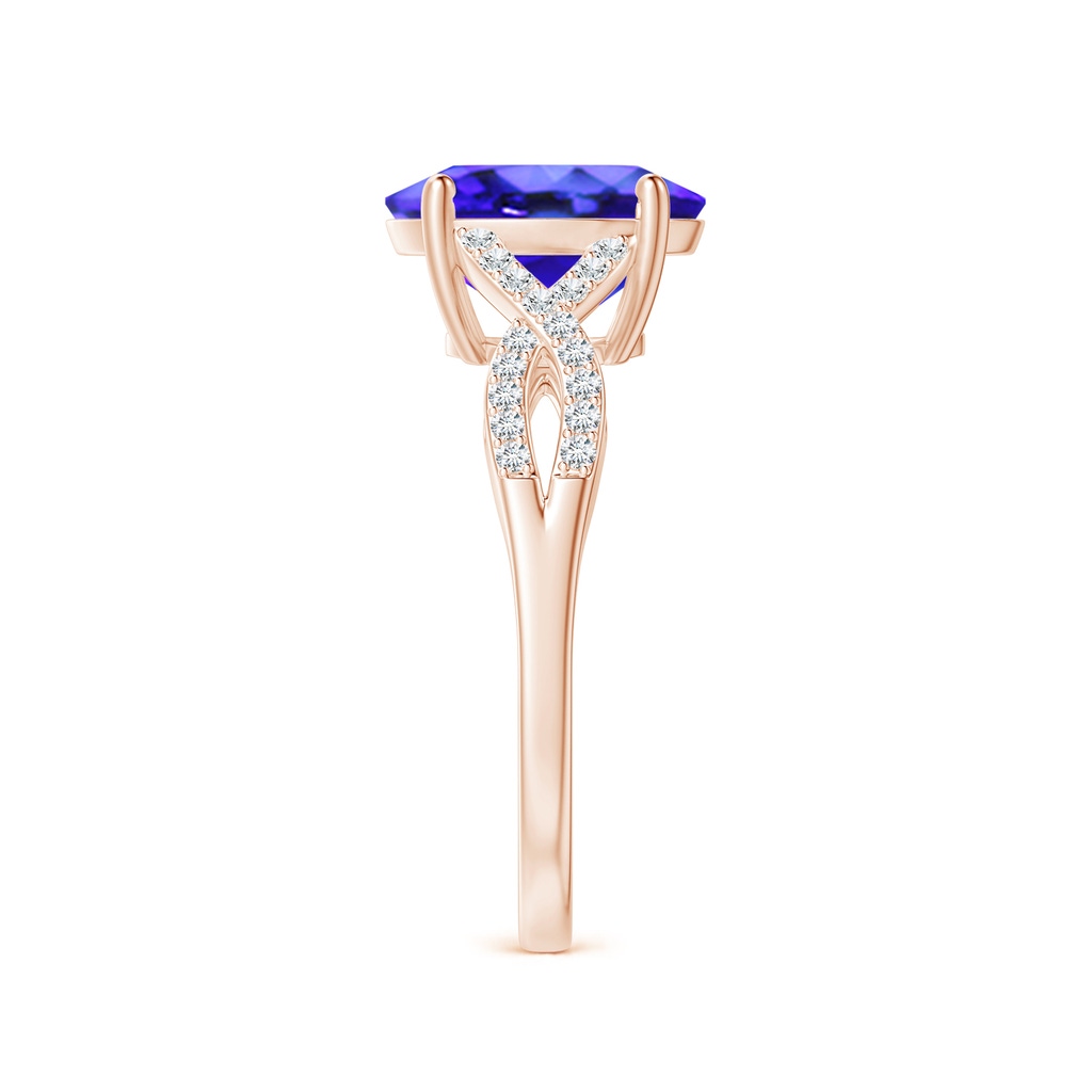10x8mm AAA Oval Tanzanite Infinity Shank Engagement Ring with Diamonds in Rose Gold Side 2