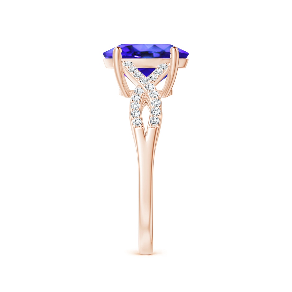 10x8mm AAA Oval Tanzanite Infinity Shank Engagement Ring with Diamonds in Rose Gold side 2