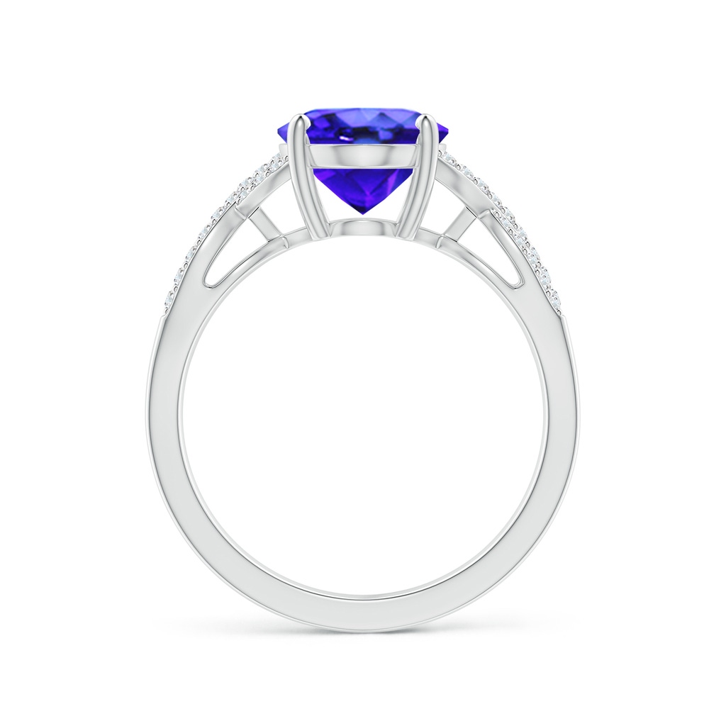 10x8mm AAA Oval Tanzanite Infinity Shank Engagement Ring with Diamonds in White Gold - side 1