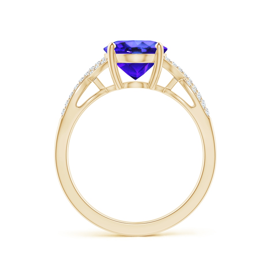 10x8mm AAA Oval Tanzanite Infinity Shank Engagement Ring with Diamonds in Yellow Gold side 1