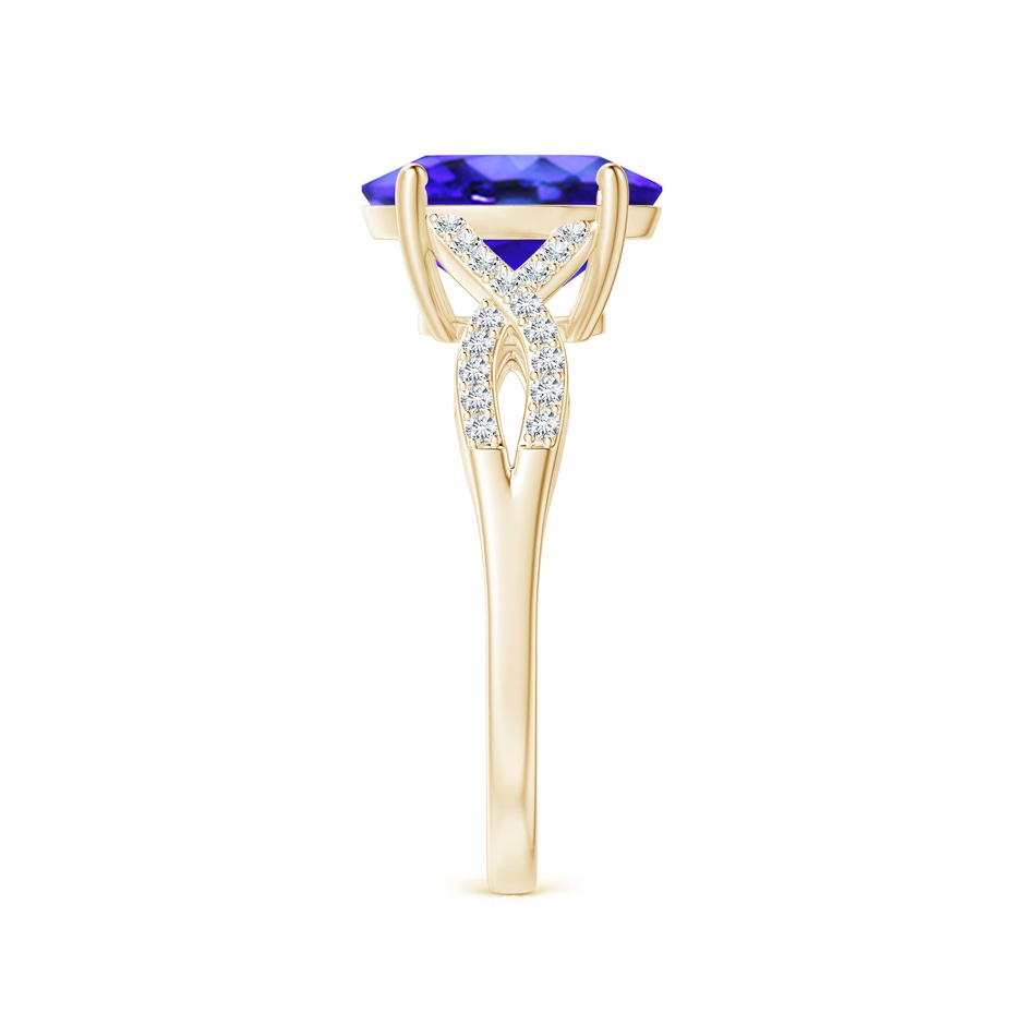 10x8mm AAA Oval Tanzanite Infinity Shank Engagement Ring with Diamonds in Yellow Gold side 2