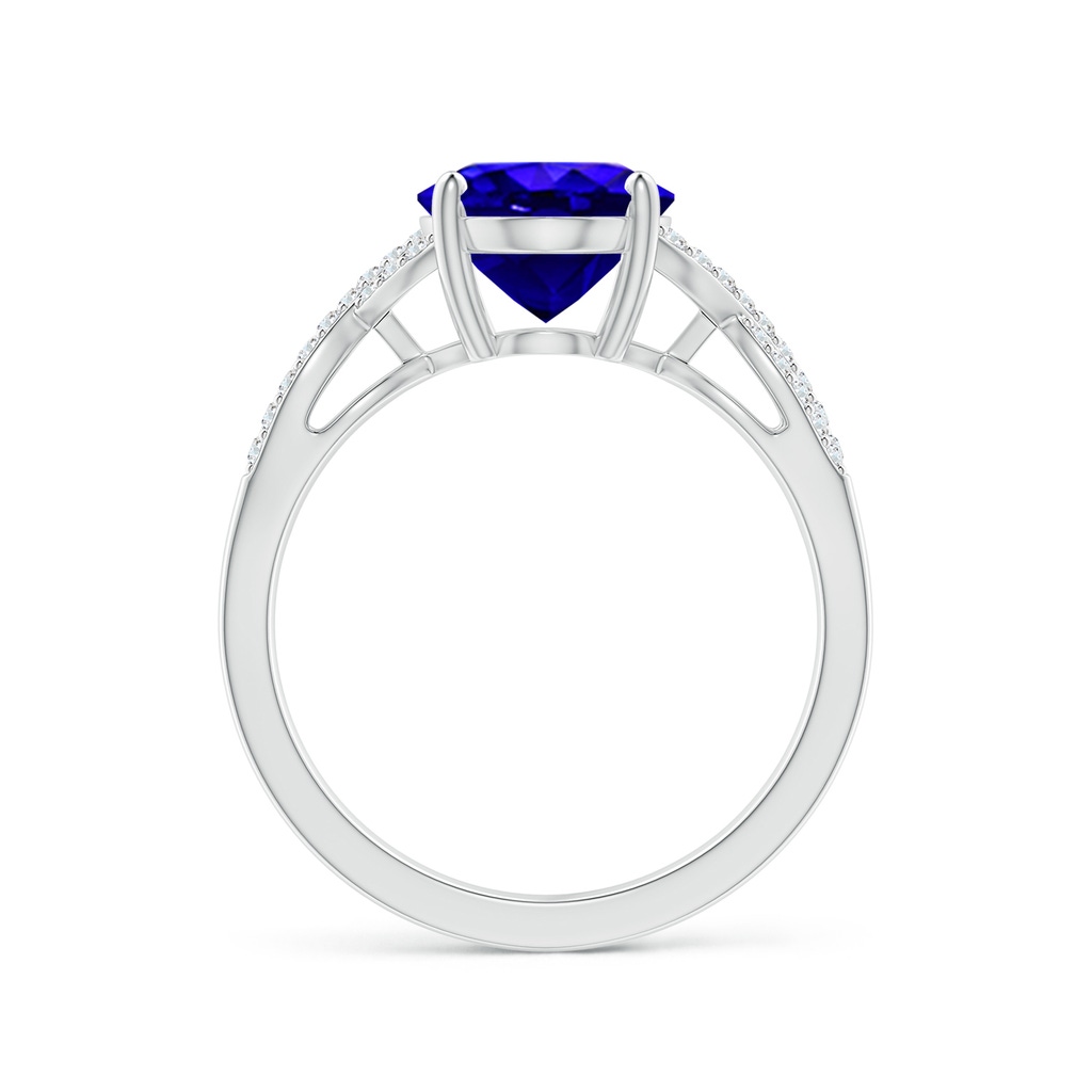10x8mm AAAA Oval Tanzanite Infinity Shank Engagement Ring with Diamonds in P950 Platinum - side 1
