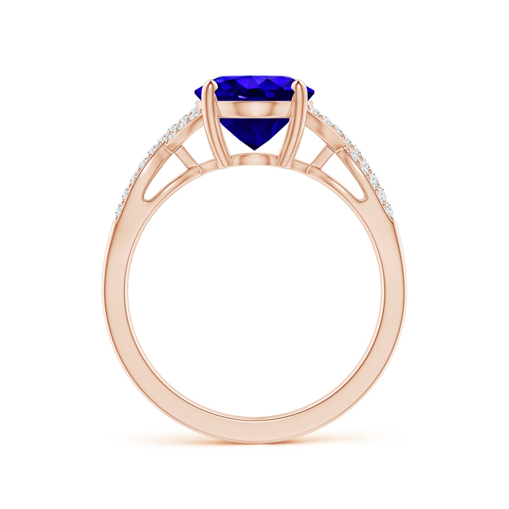 10x8mm AAAA Oval Tanzanite Infinity Shank Engagement Ring with Diamonds in Rose Gold - side 1