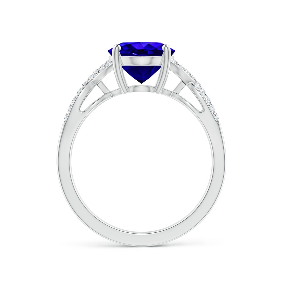 10x8mm AAAA Oval Tanzanite Infinity Shank Engagement Ring with Diamonds in White Gold side 1