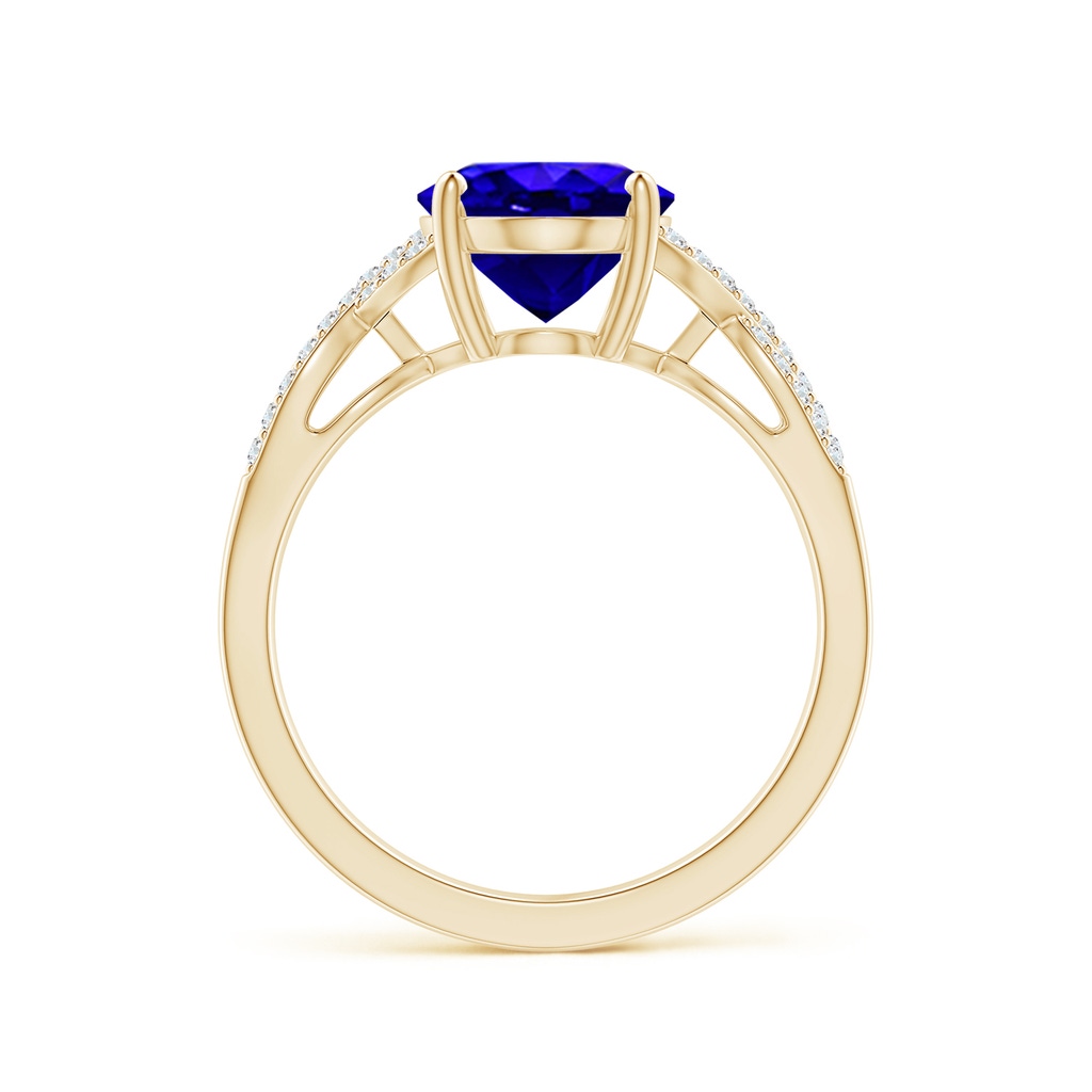 10x8mm AAAA Oval Tanzanite Infinity Shank Engagement Ring with Diamonds in Yellow Gold - side 1