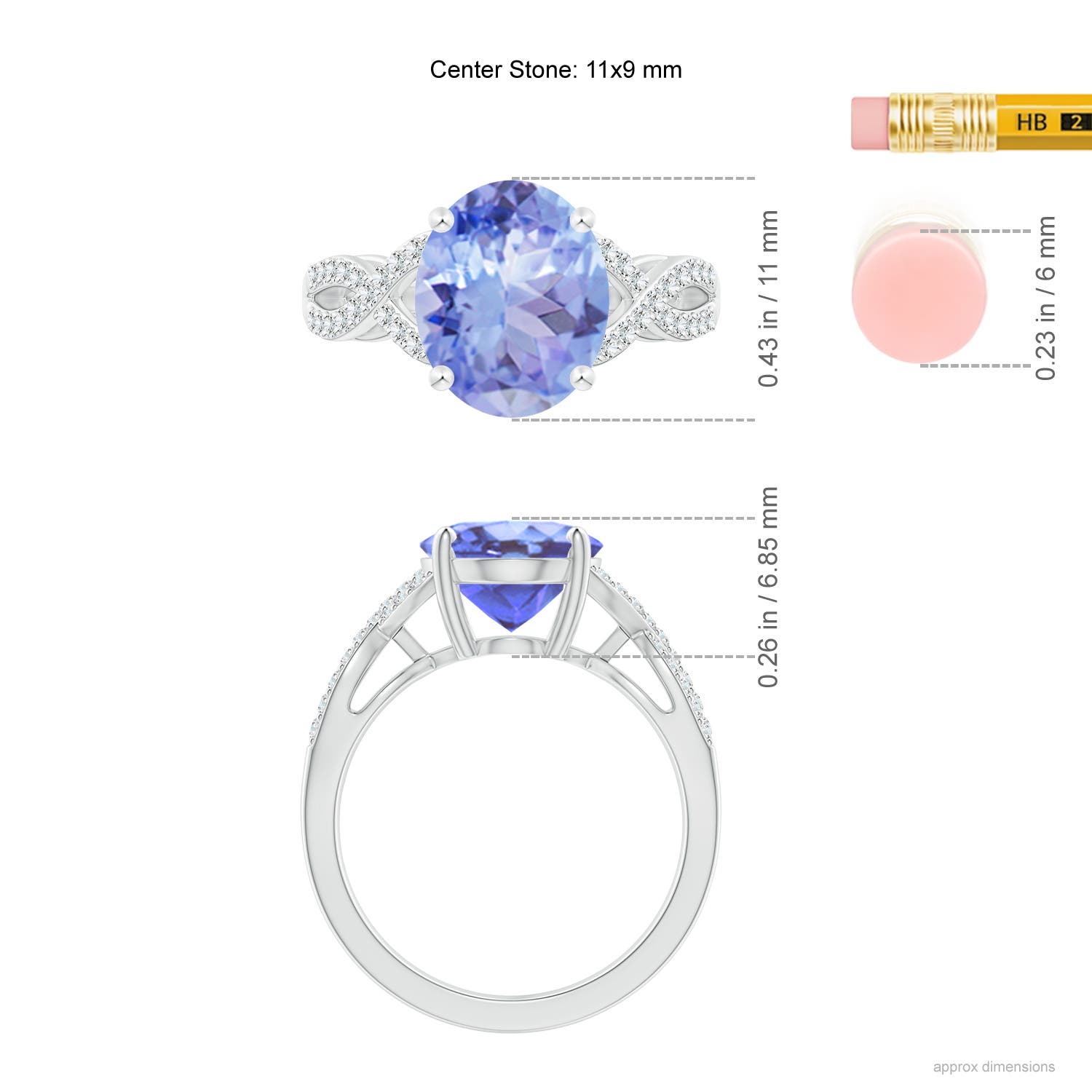 A - Tanzanite / 3.7 CT / 14 KT White Gold