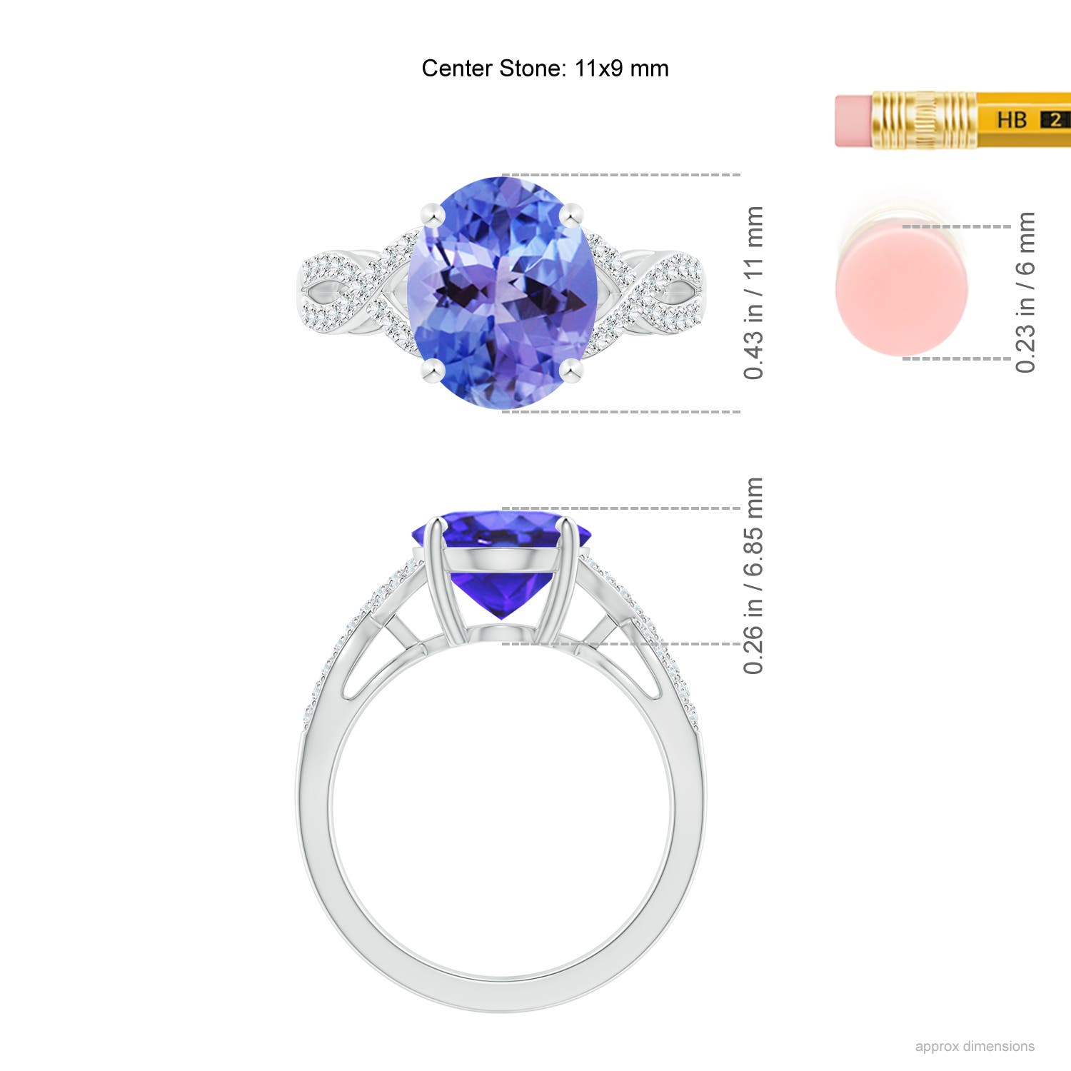 AA - Tanzanite / 3.7 CT / 14 KT White Gold