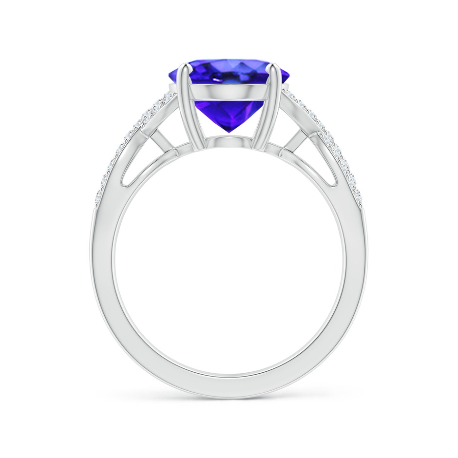 11x9mm AAA Oval Tanzanite Infinity Shank Engagement Ring with Diamonds in White Gold side 1