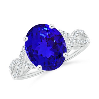 11x9mm AAAA Oval Tanzanite Infinity Shank Engagement Ring with Diamonds in P950 Platinum