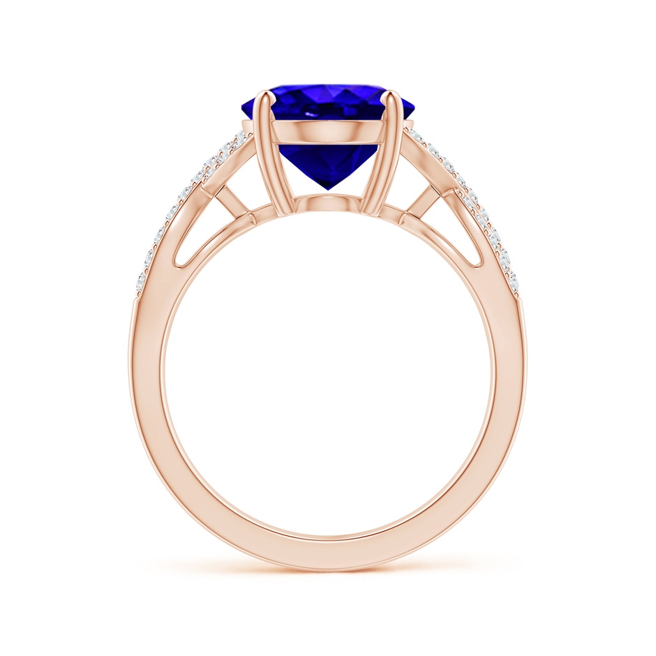 11x9mm AAAA Oval Tanzanite Infinity Shank Engagement Ring with Diamonds in Rose Gold side 1