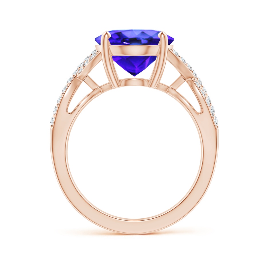 12x10mm AAA Oval Tanzanite Infinity Shank Engagement Ring with Diamonds in Rose Gold side 1