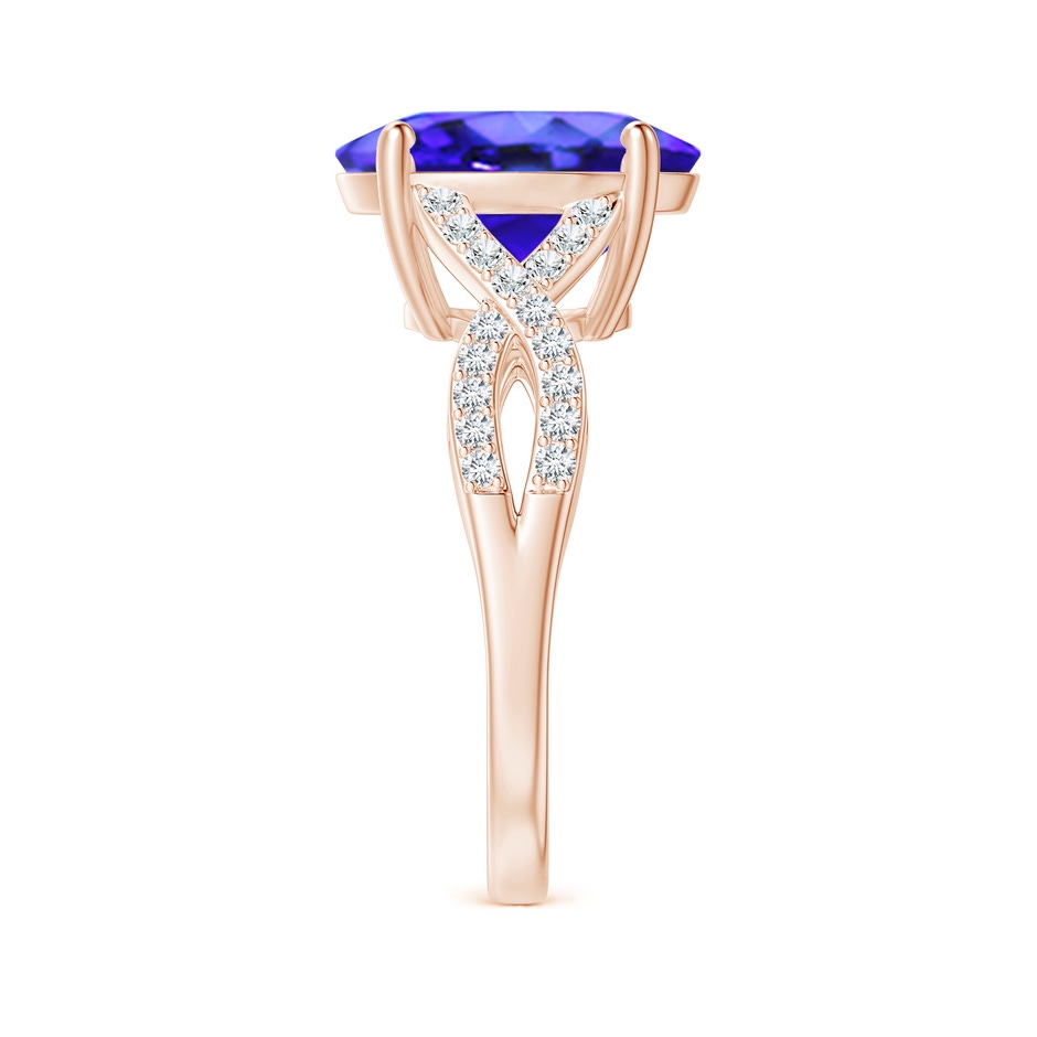 12x10mm AAA Oval Tanzanite Infinity Shank Engagement Ring with Diamonds in Rose Gold side 2