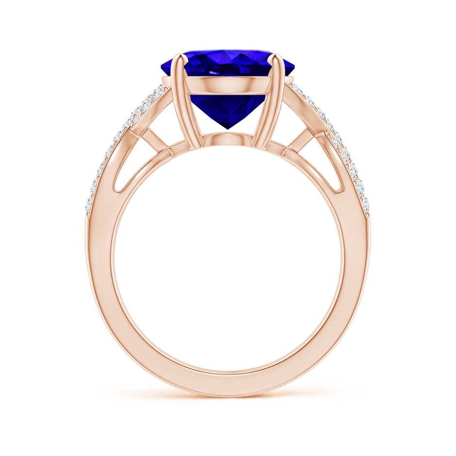 12x10mm AAAA Oval Tanzanite Infinity Shank Engagement Ring with Diamonds in Rose Gold side 1