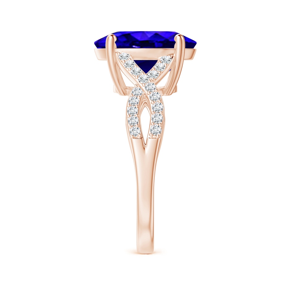 12x10mm AAAA Oval Tanzanite Infinity Shank Engagement Ring with Diamonds in Rose Gold side 2