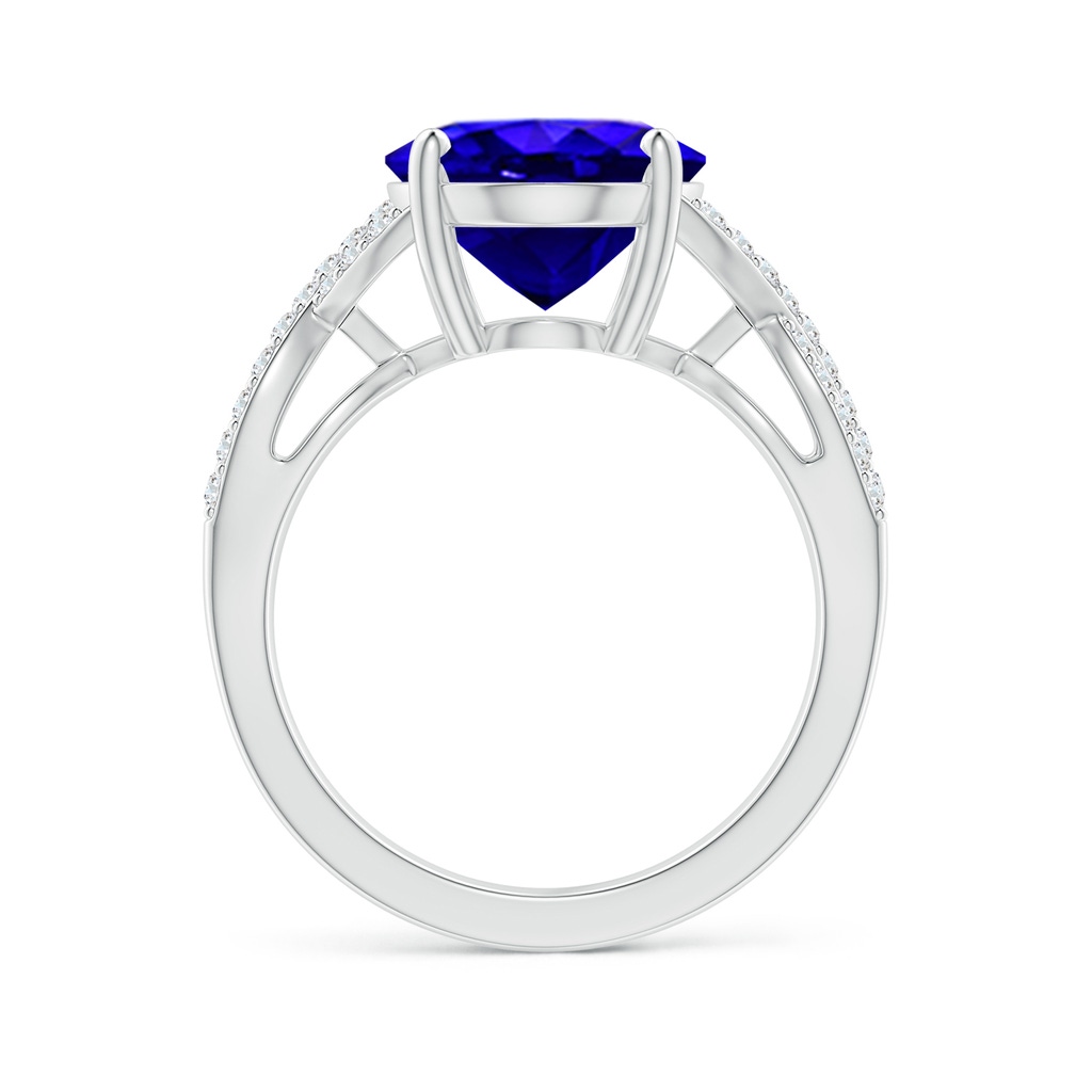 12x10mm AAAA Oval Tanzanite Infinity Shank Engagement Ring with Diamonds in White Gold Side 1