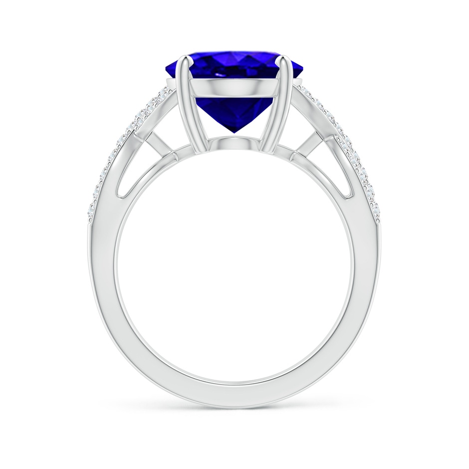 12x10mm AAAA Oval Tanzanite Infinity Shank Engagement Ring with Diamonds in White Gold side 1