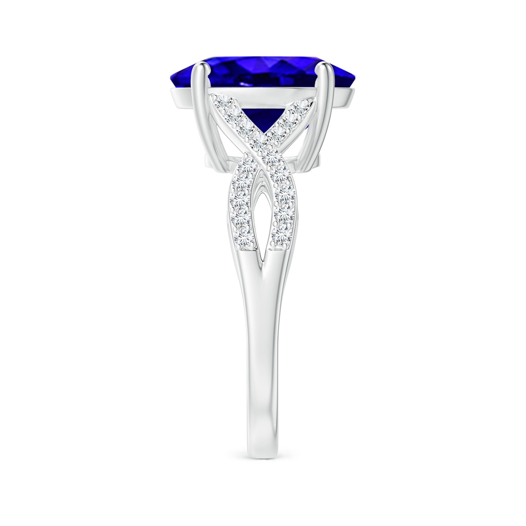12x10mm AAAA Oval Tanzanite Infinity Shank Engagement Ring with Diamonds in White Gold Side 2