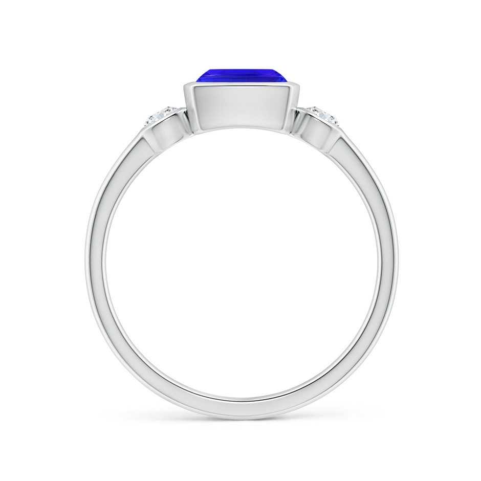 6mm AAA Classic Cushion Tanzanite and Round Diamond Three Stone Ring in White Gold side 1