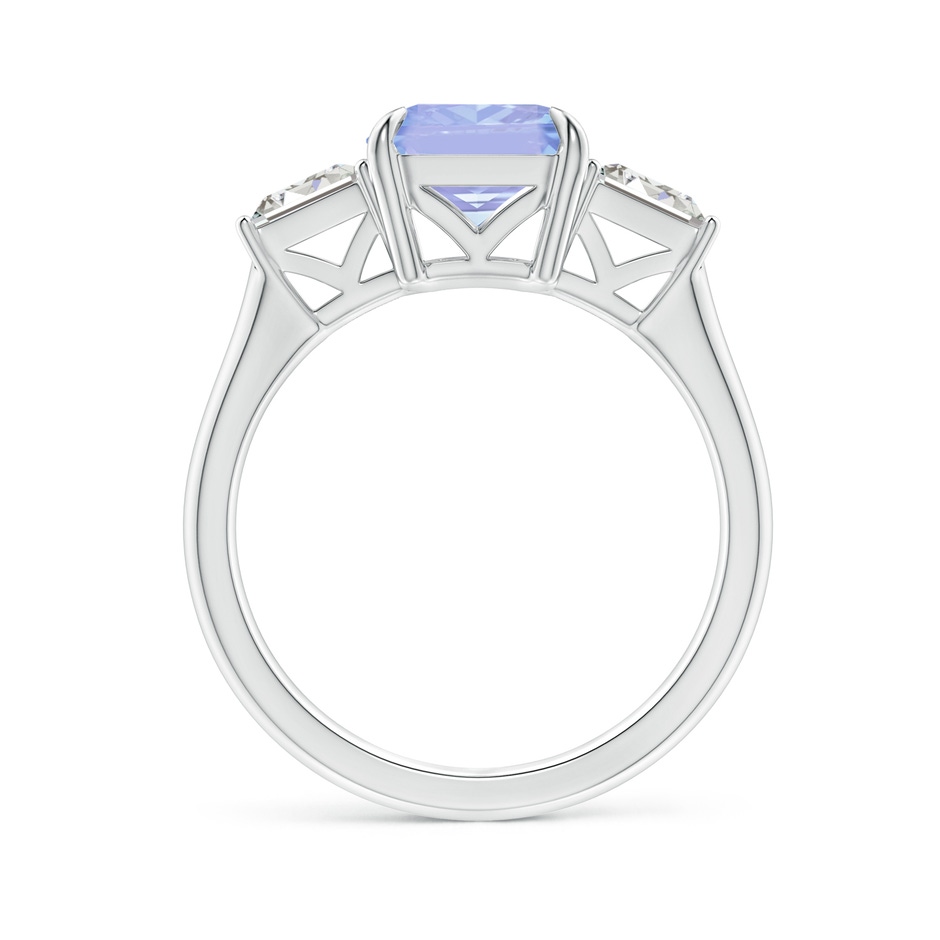 10x8mm A Emerald-Cut Tanzanite & Baguette Diamond Three Stone Ring in P950 Platinum side 199