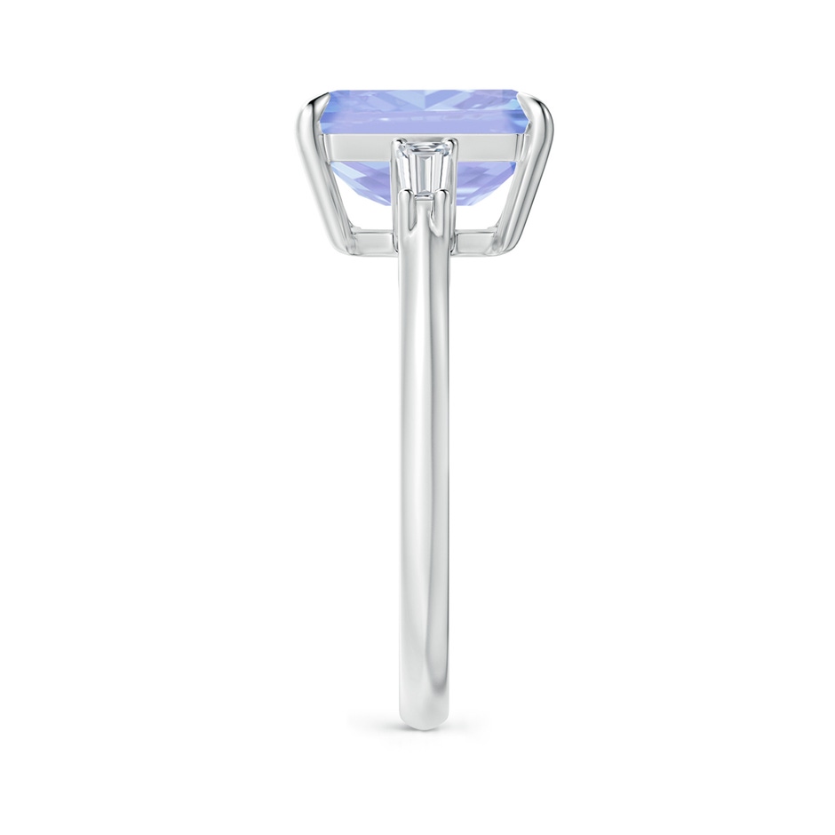 10x8mm A Emerald-Cut Tanzanite & Baguette Diamond Three Stone Ring in P950 Platinum side 299