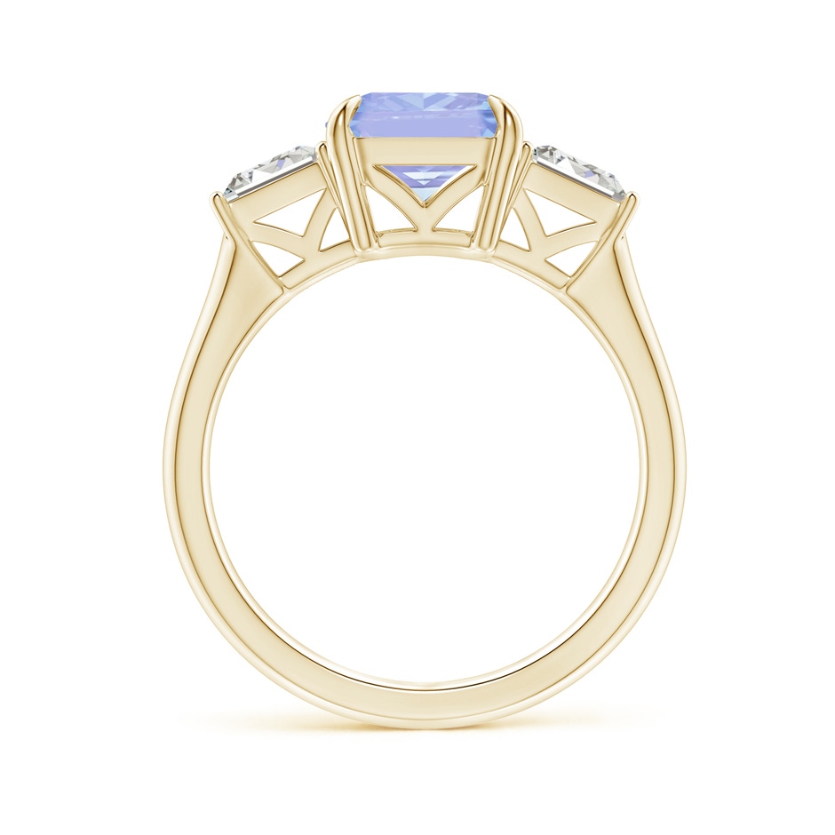 10x8mm A Emerald-Cut Tanzanite & Baguette Diamond Three Stone Ring in Yellow Gold side 199