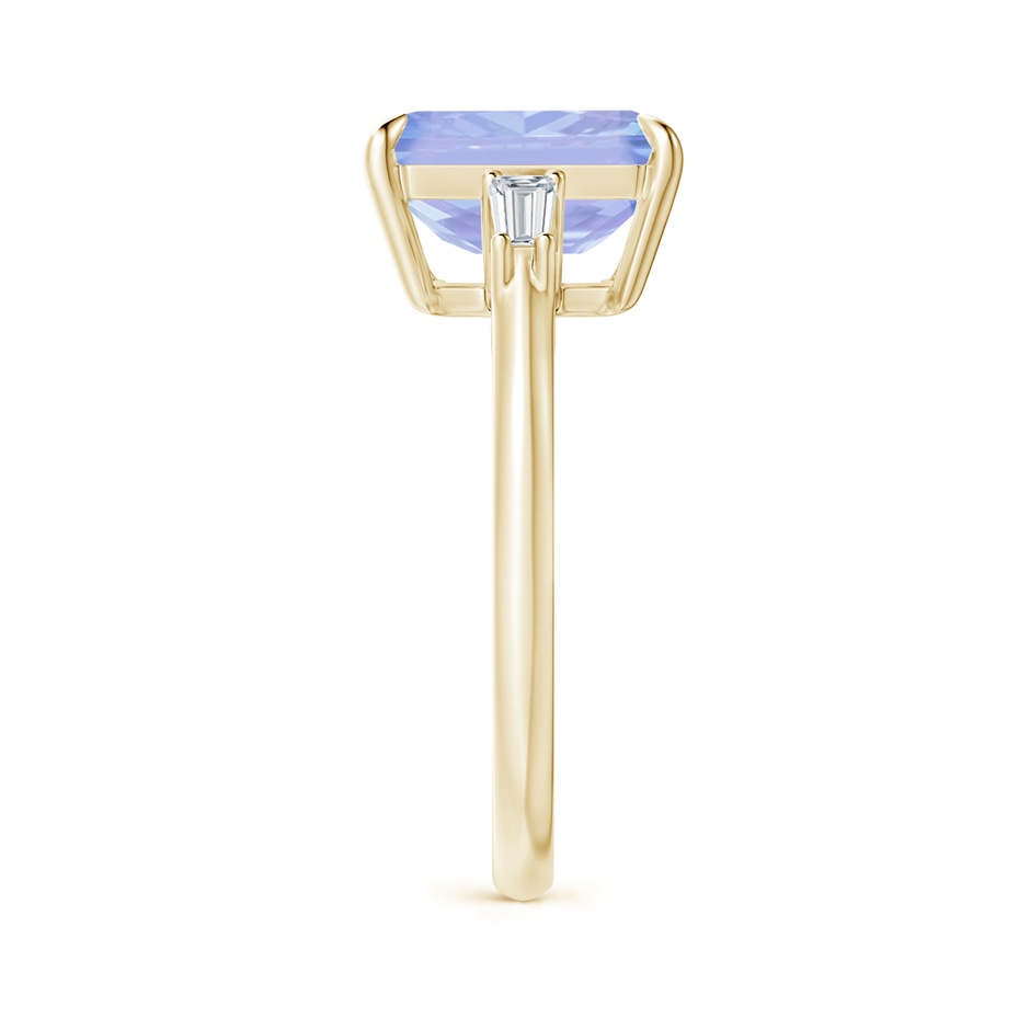 10x8mm A Emerald-Cut Tanzanite & Baguette Diamond Three Stone Ring in Yellow Gold side 299