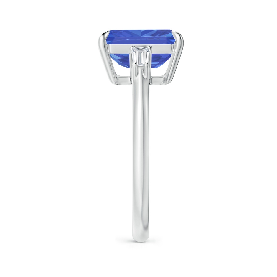 10x8mm AA Emerald-Cut Tanzanite & Baguette Diamond Three Stone Ring in White Gold side 299