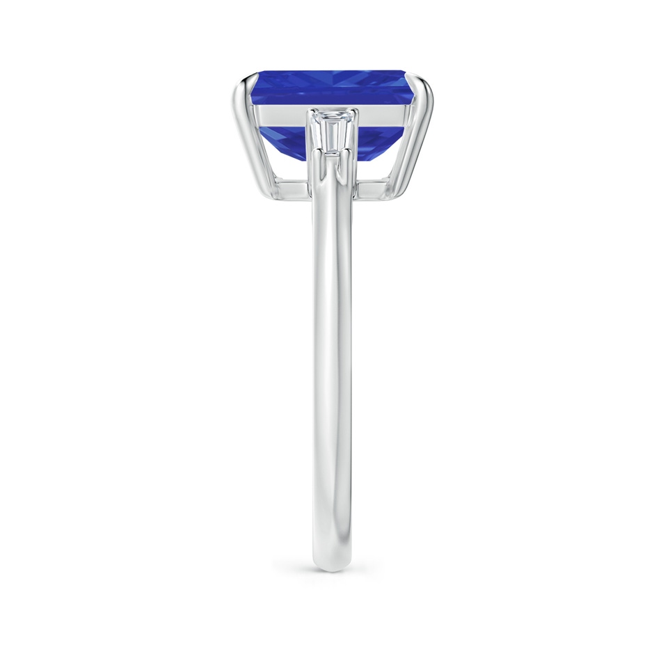 10x8mm AAA Emerald-Cut Tanzanite & Baguette Diamond Three Stone Ring in P950 Platinum side 299