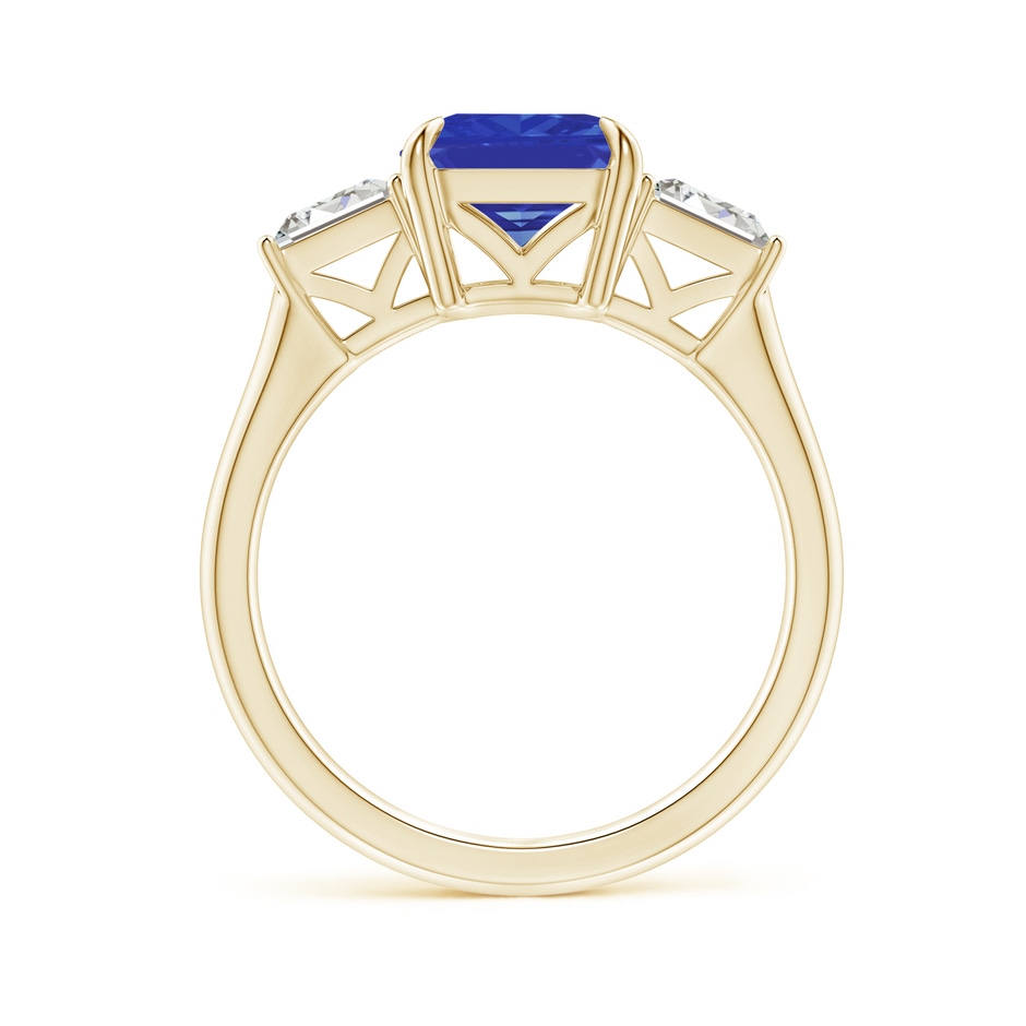 10x8mm AAA Emerald-Cut Tanzanite & Baguette Diamond Three Stone Ring in Yellow Gold side 199