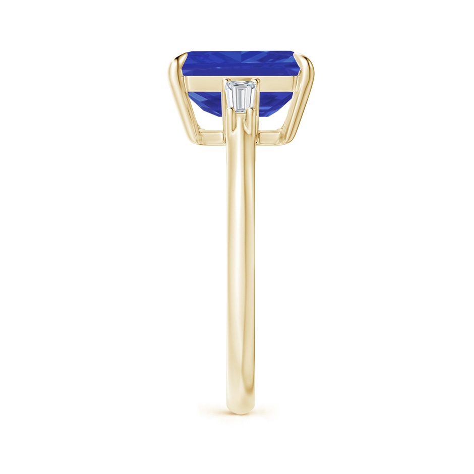 10x8mm AAA Emerald-Cut Tanzanite & Baguette Diamond Three Stone Ring in Yellow Gold side 299