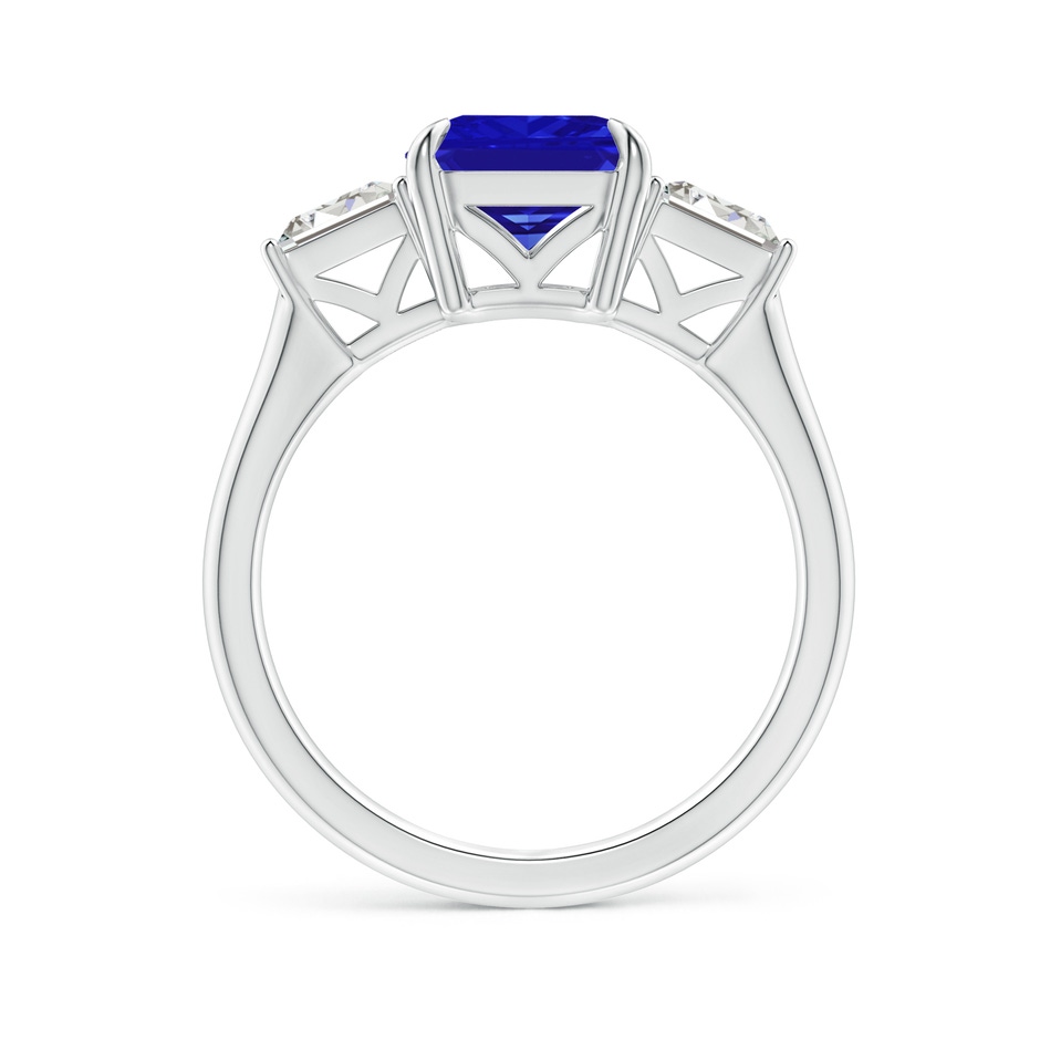 10x8mm AAAA Emerald-Cut Tanzanite & Baguette Diamond Three Stone Ring in P950 Platinum side 199