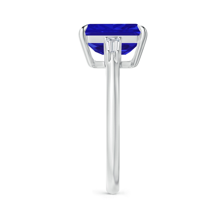 10x8mm AAAA Emerald-Cut Tanzanite & Baguette Diamond Three Stone Ring in P950 Platinum side 299