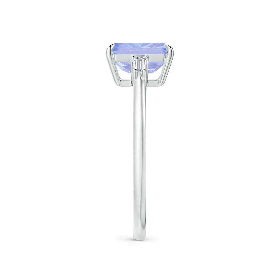 8x6mm A Emerald-Cut Tanzanite & Baguette Diamond Three Stone Ring in P950 Platinum side 299