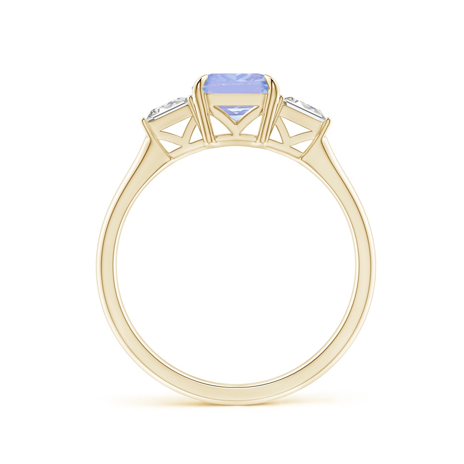 8x6mm A Emerald-Cut Tanzanite & Baguette Diamond Three Stone Ring in Yellow Gold side 199