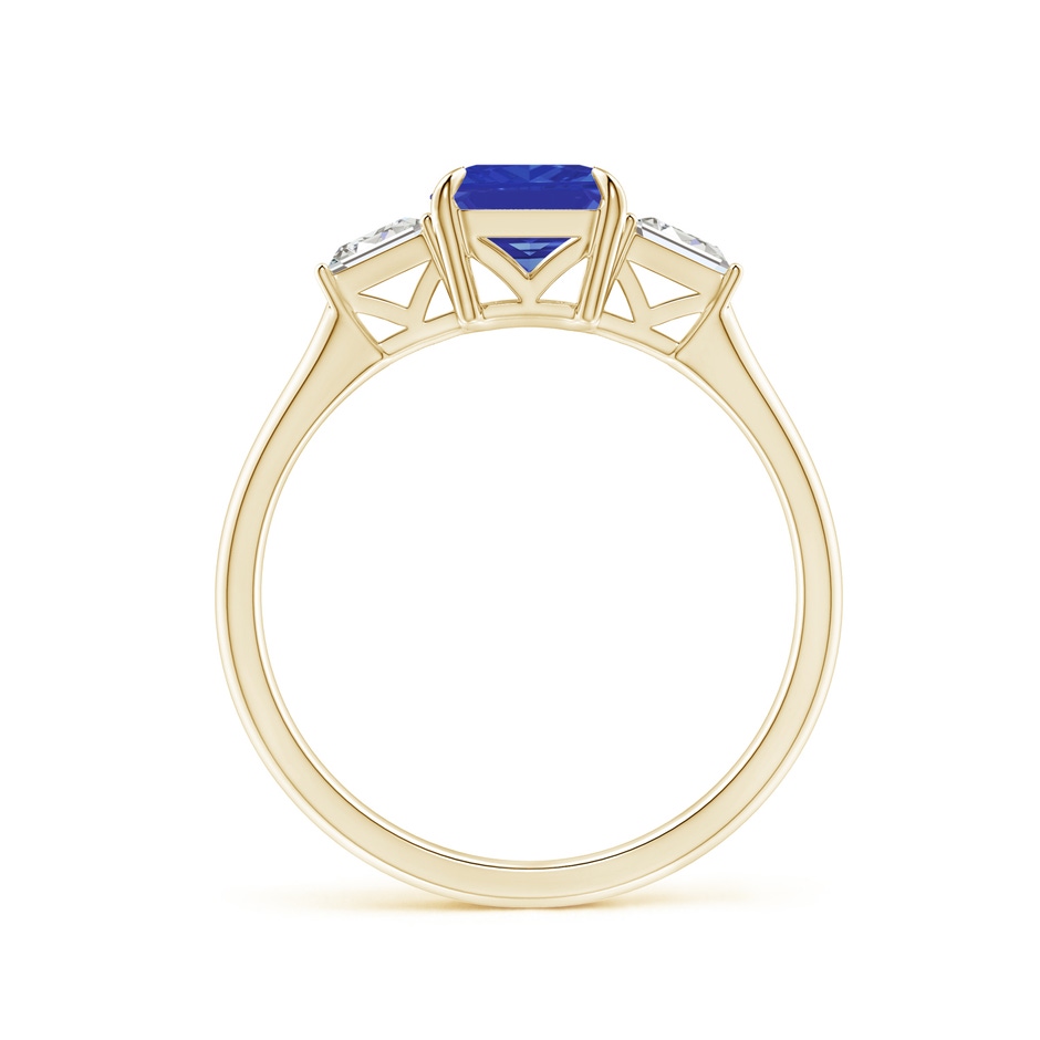 8x6mm AAA Emerald-Cut Tanzanite & Baguette Diamond Three Stone Ring in Yellow Gold side 199