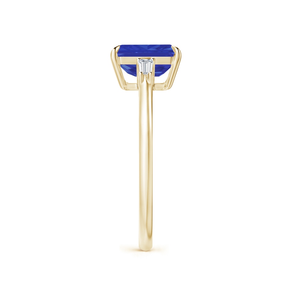8x6mm AAA Emerald-Cut Tanzanite & Baguette Diamond Three Stone Ring in Yellow Gold side 299