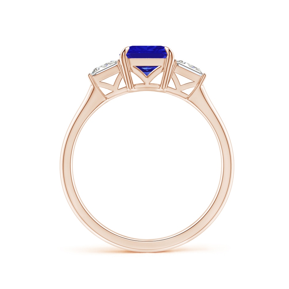 8x6mm AAAA Emerald-Cut Tanzanite & Baguette Diamond Three Stone Ring in Rose Gold side 199