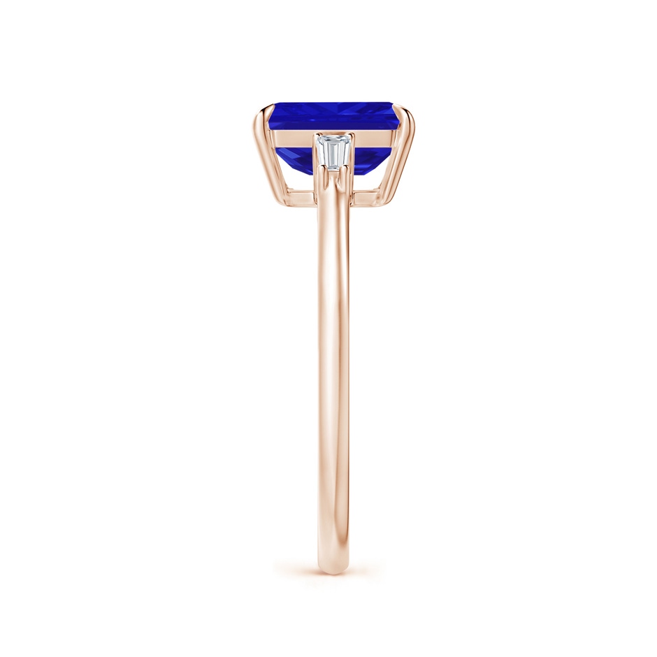 8x6mm AAAA Emerald-Cut Tanzanite & Baguette Diamond Three Stone Ring in Rose Gold side 299