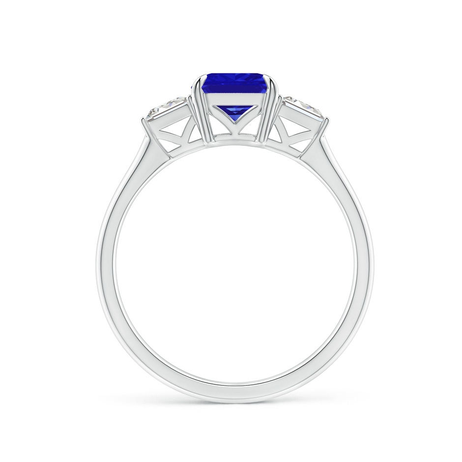 8x6mm AAAA Emerald-Cut Tanzanite & Tapered Baguette Diamond Ring in White Gold side 1